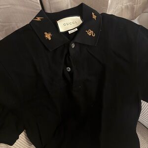Gucci Black Polo with Gold Accents